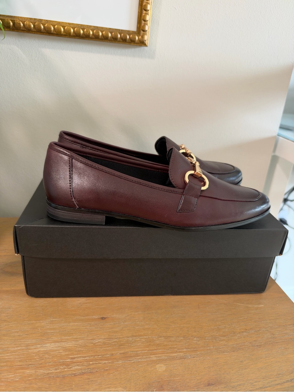 Women's Burgundy Leather Bit Loafers